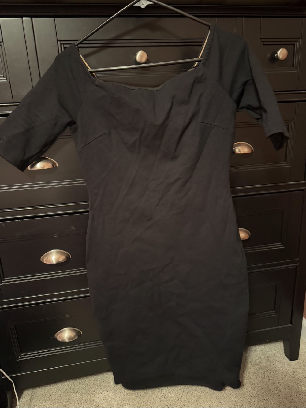 Lulu's Black Midi Scoop Neck Bodycon Dress
